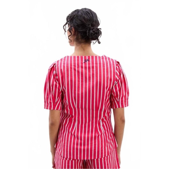 NWT! Anthropologie Damson Madder Shell Linen Blend Puff-Sleeve Blouse - Size 2 🏆 - Picture 13 of 16